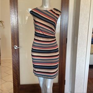 Loft cap sleeve lined shirred dress XS
